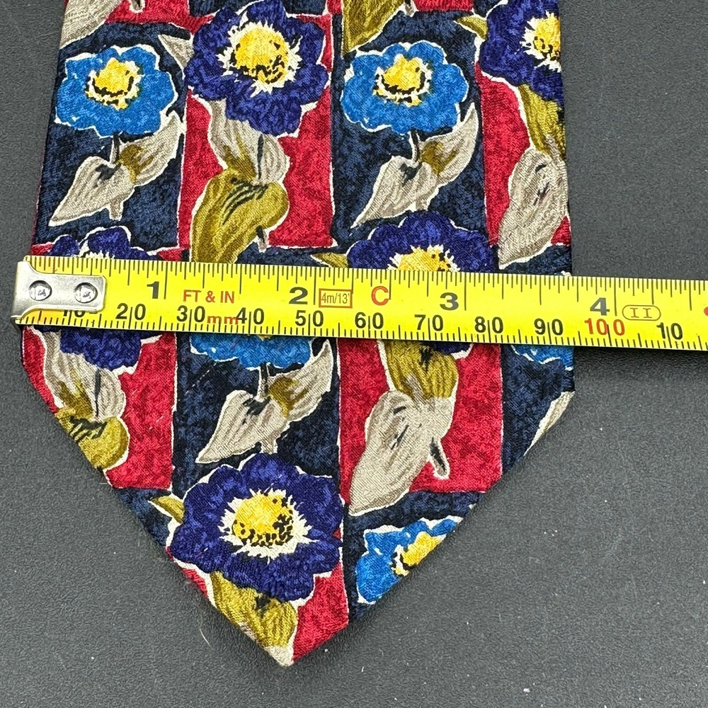 Y2K Vintage Ermenegildo Zegna Tie Red Blue Bold Floral Abstract 100% Silk - Picture 4 of 4